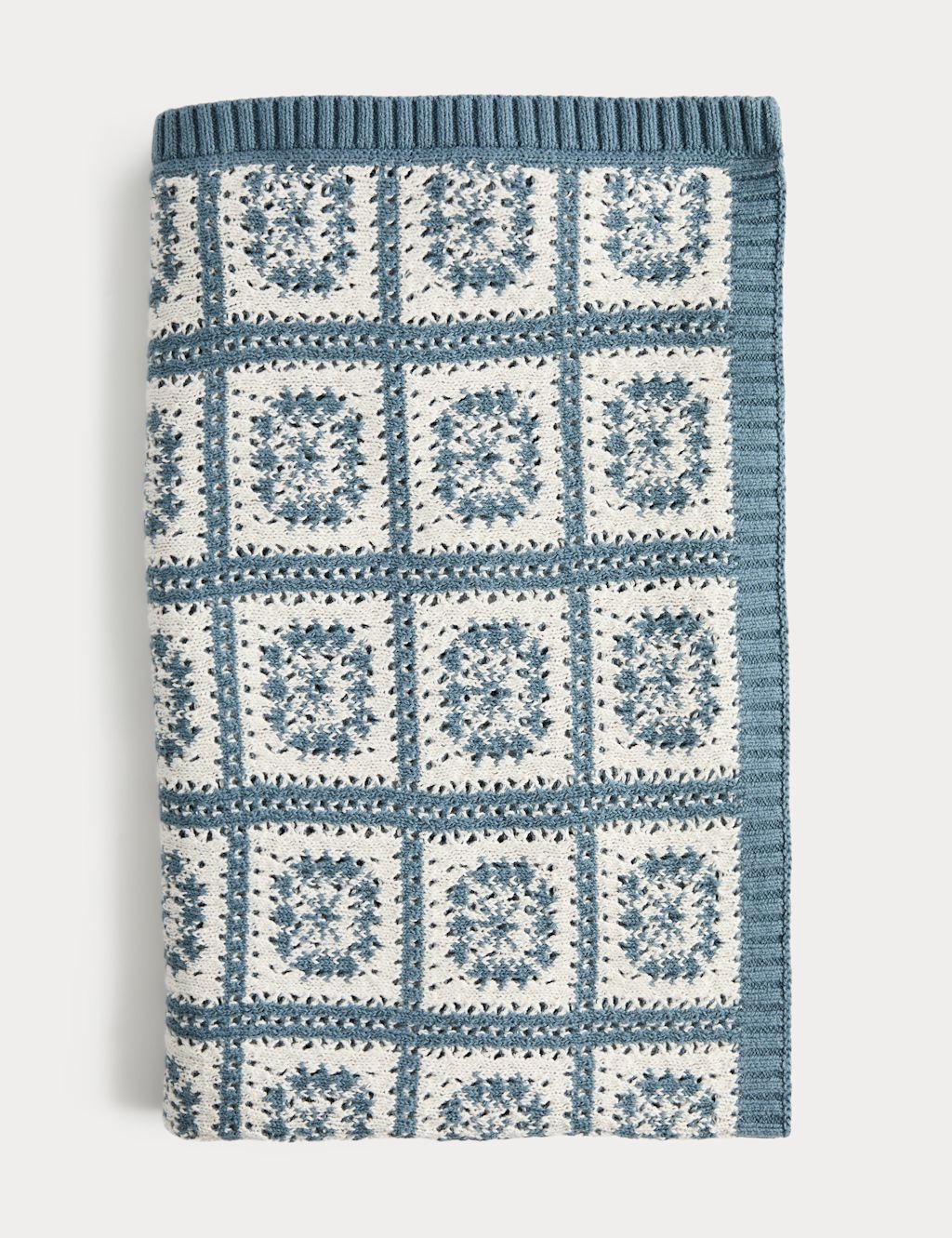 M&S Pure Cotton Crochet Shawl - Dark Petrol, Dark Petrol