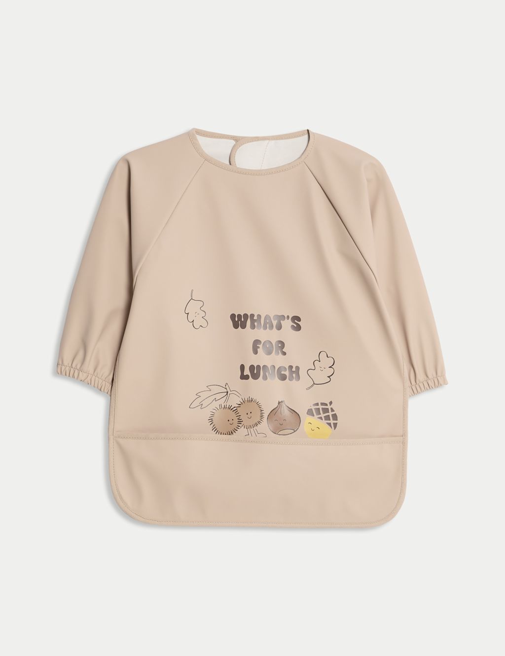 M&S Long Sleeved Acorn Print Feeding Bib (6 Mths - 3 Yrs) - 6-12M - Light Brown, Light Brown