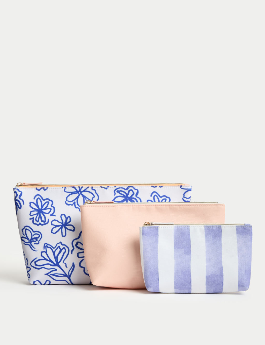 M&S Large Wash Bag Trio - 1SIZE - Blue Mix, Blue Mix