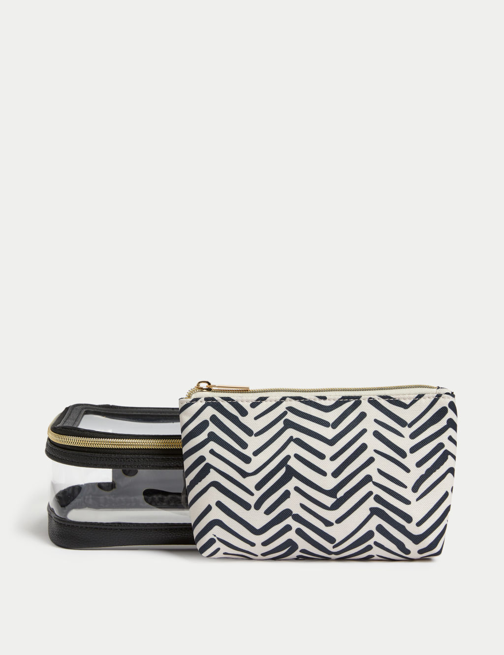 M&S 2 Piece Makeup Bag & Pouch - 1SIZE - Black, Black