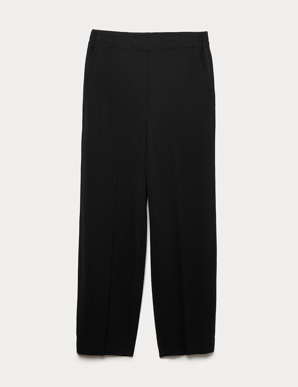 JAEGER  Straight Leg Trousers with Wool - 10 - Black, Black