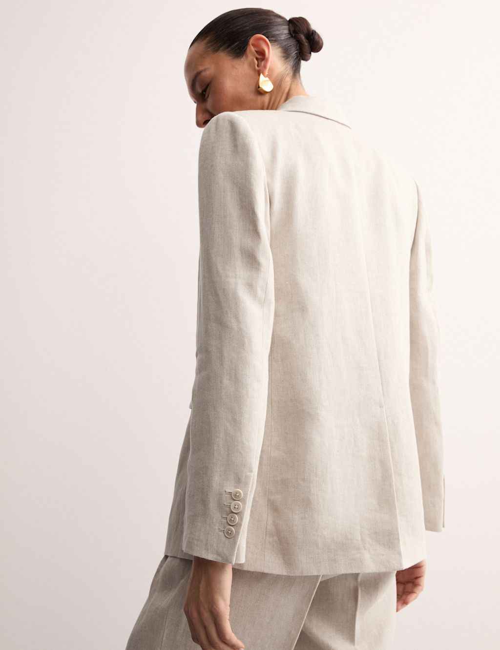JAEGER  Pure Linen Single Breasted Blazer - 18 - Oatmeal, Oatmeal