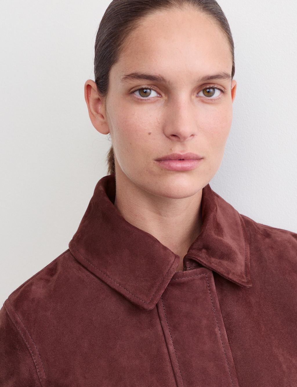 JAEGER  Suede Trucker Jacket - 20 - Bitter Chocolate, Bitter Chocolate