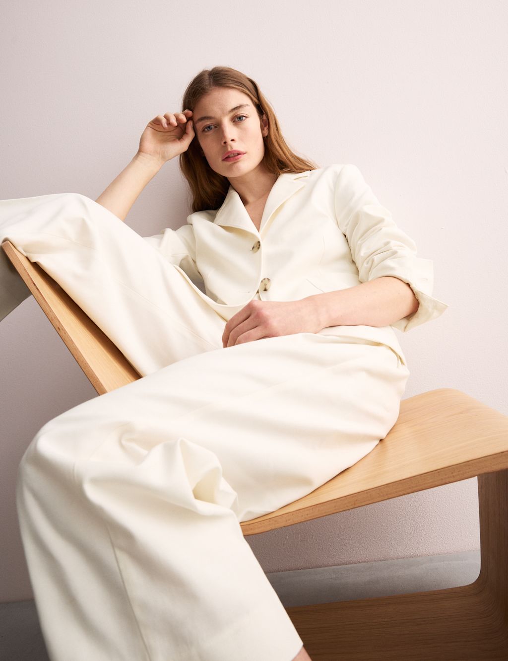 JAEGER  Cotton Blend Cropped Patch Pocket Jacket - 10 - Ivory, Ivory