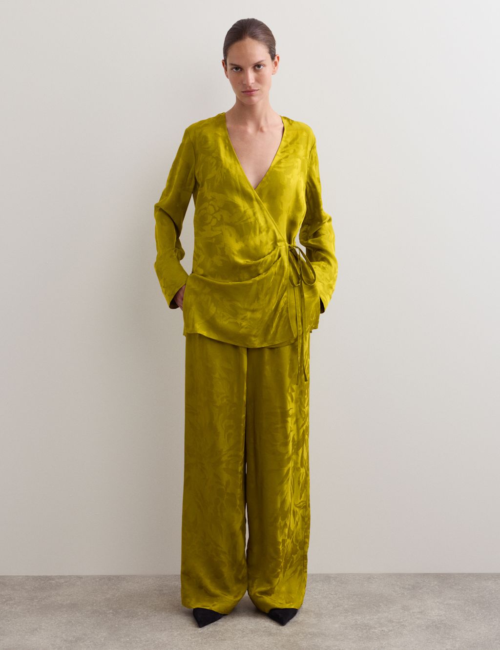 JAEGER  Avocado Jacquard Trouser Co-ord - 10, Avocado