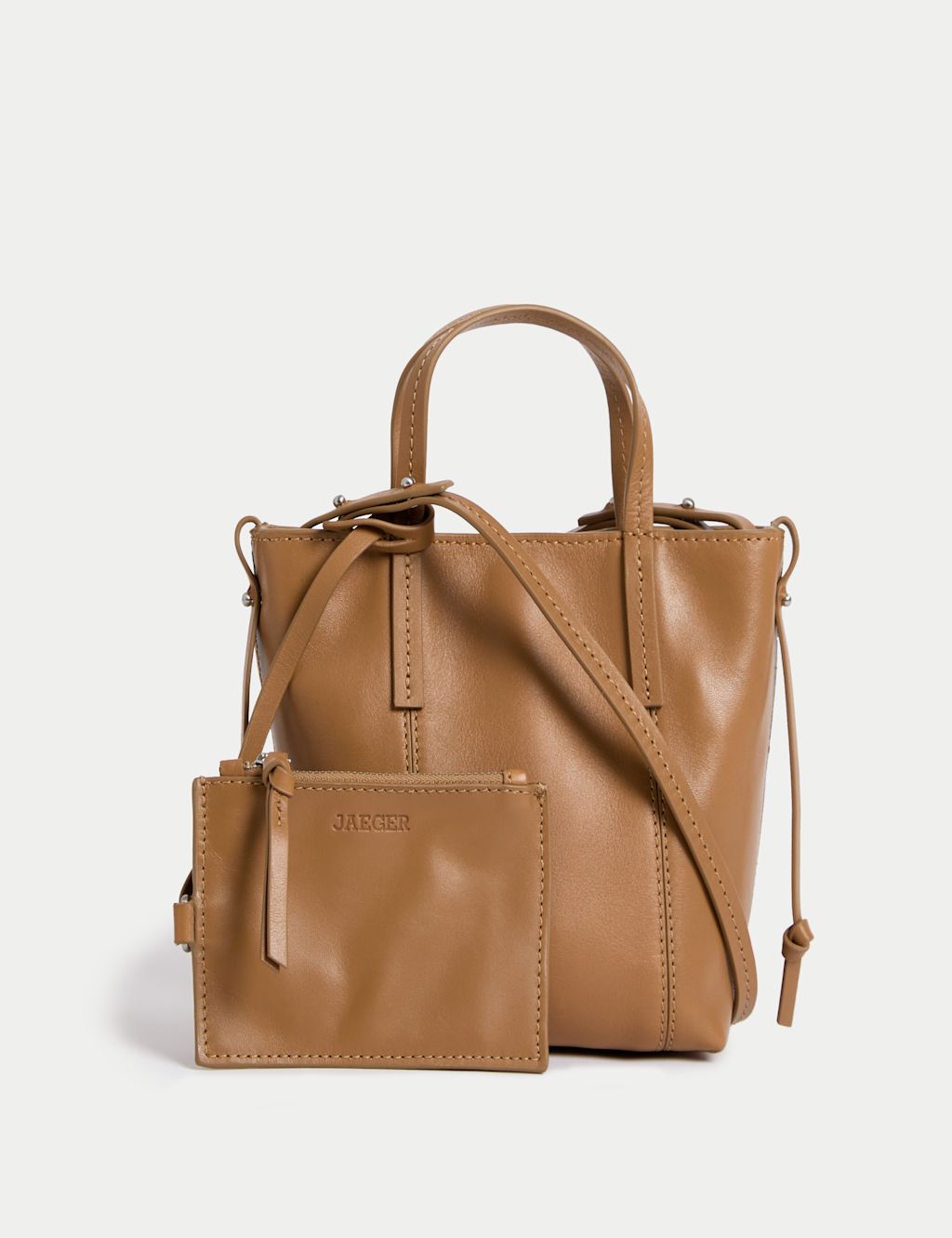 JAEGER  Leather Top Handle Cross Body Bag - 1SIZE - Tan, Tan
