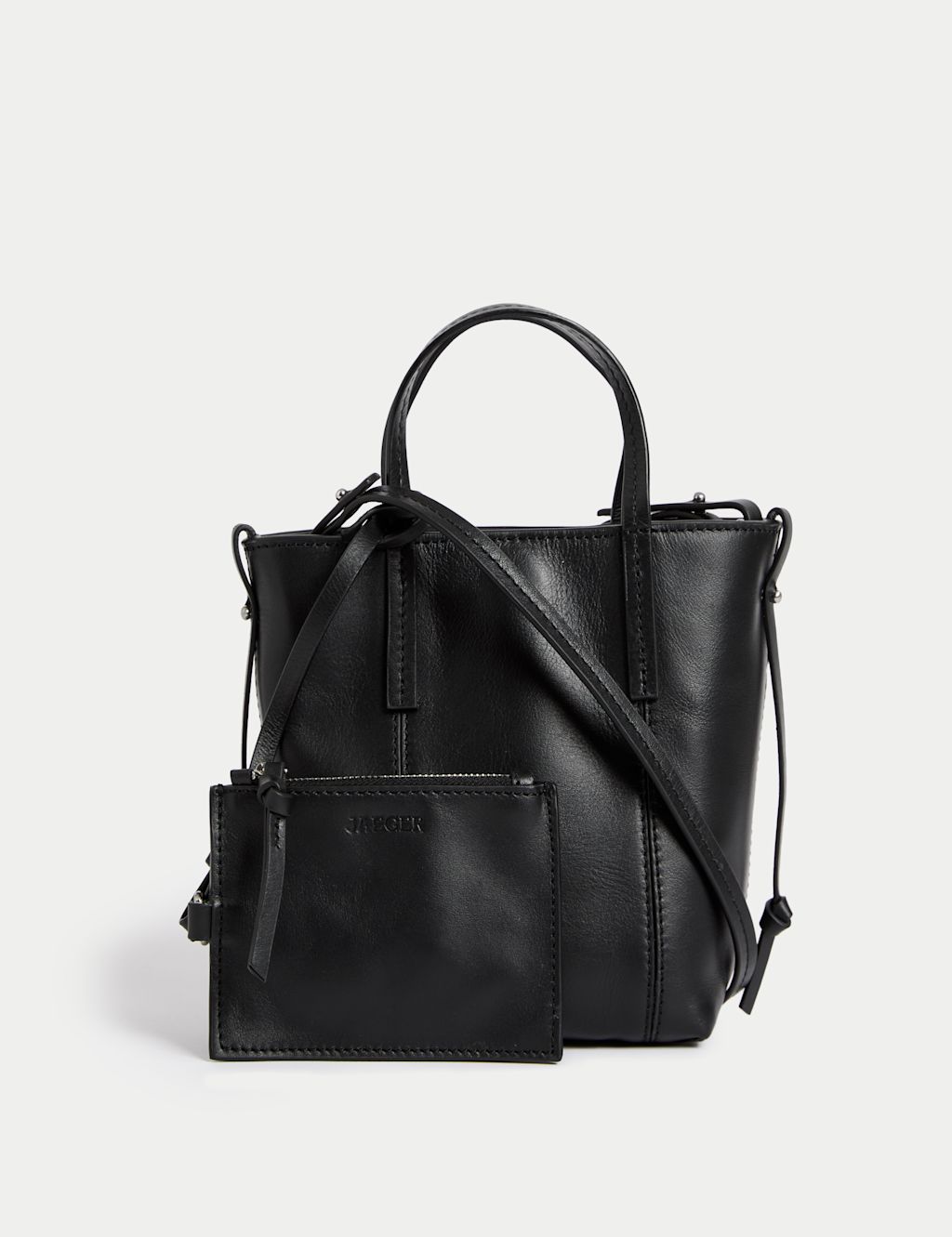 JAEGER  Leather Top Handle Cross Body Bag - 1SIZE - Black, Black