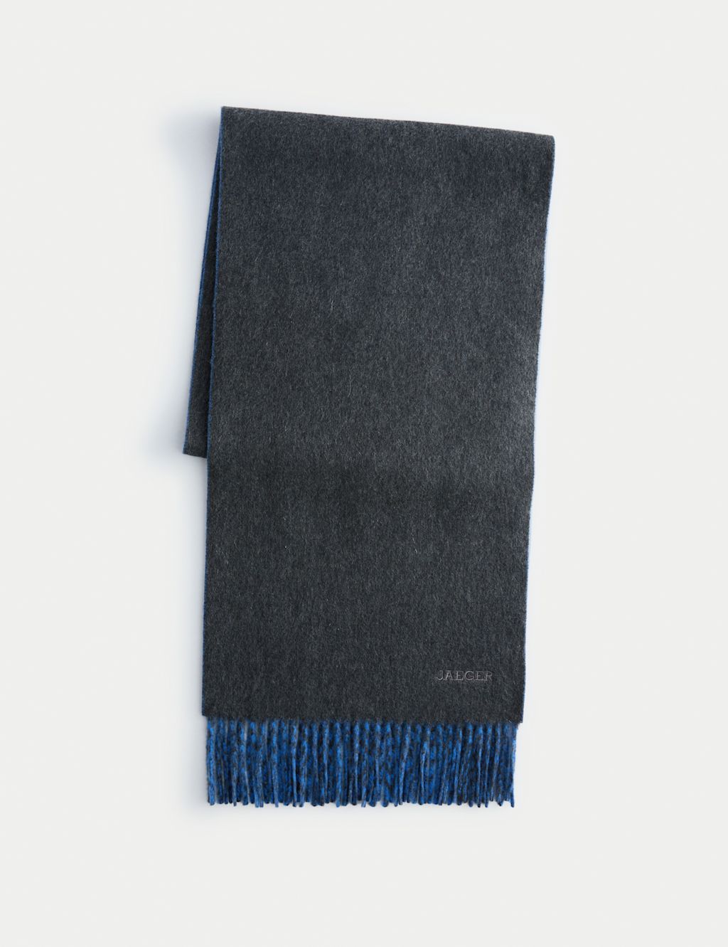 JAEGER  Pure Cashmere Double Faced Scarf - 1SIZE - Charcoal, Charcoal