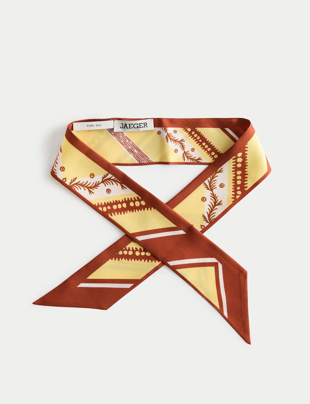 JAEGER  Pure Silk Printed Thin Scarf - Yellow, Yellow
