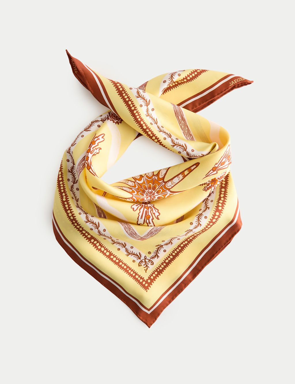 JAEGER  Pure Silk Twill Printed Square Scarf - Yellow, Yellow
