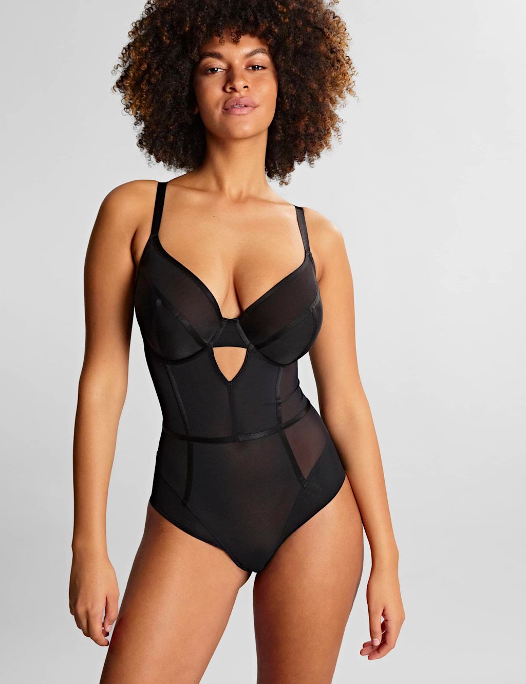Panache Tango Wired Plunge Bodysuit D-HH - 36HH - Black, Black