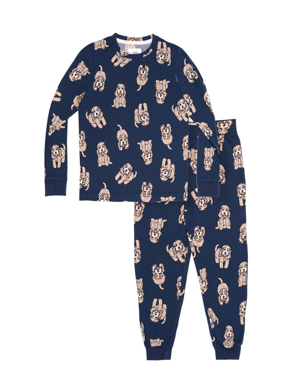 Chelsea Peers Dog Print Crew Neck Pyjamas (1-12 Yrs) - 3-4 Years - Navy Mix, Navy Mix