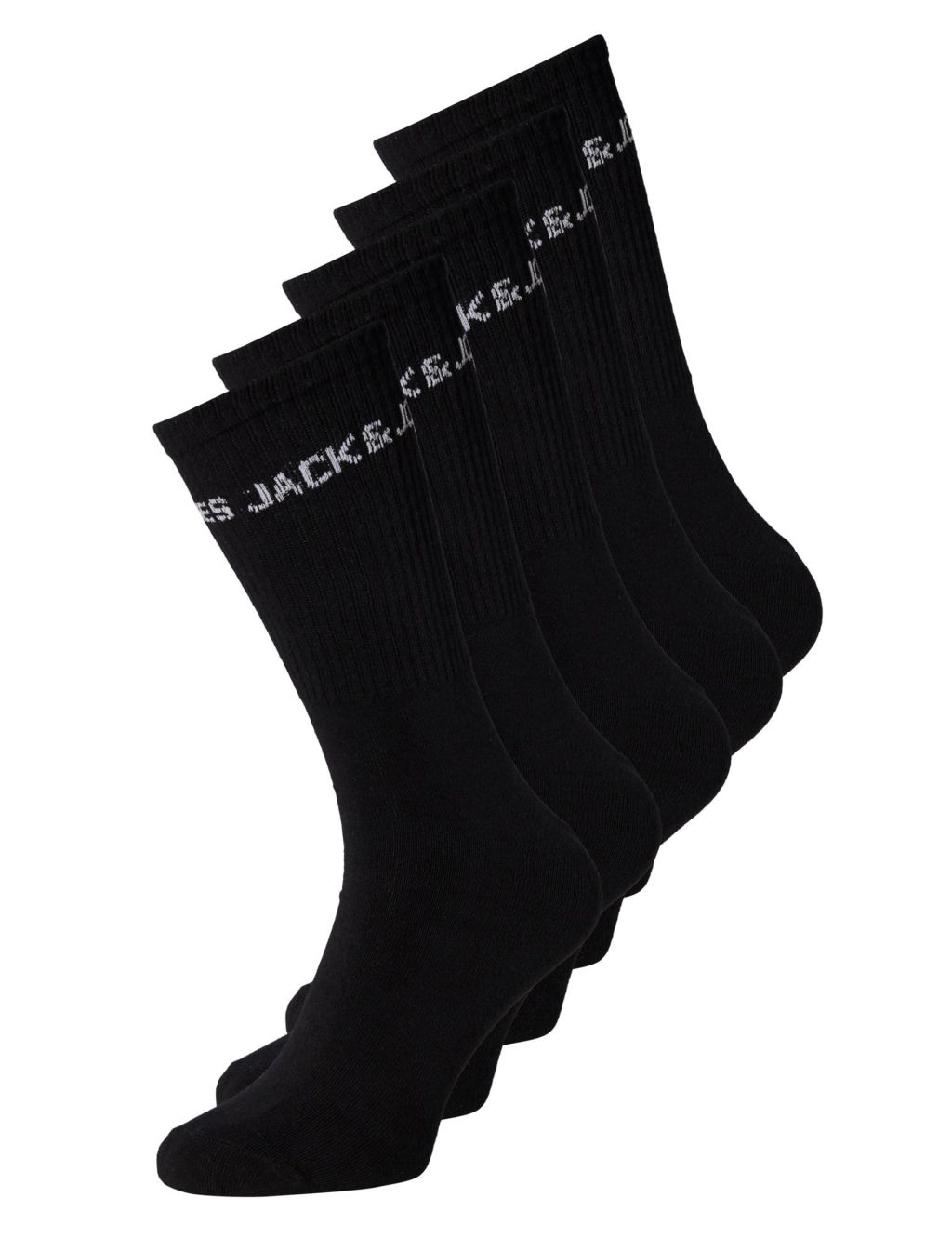 JACK & JONES 5 Pack Cotton Rich Socks - Black, Black