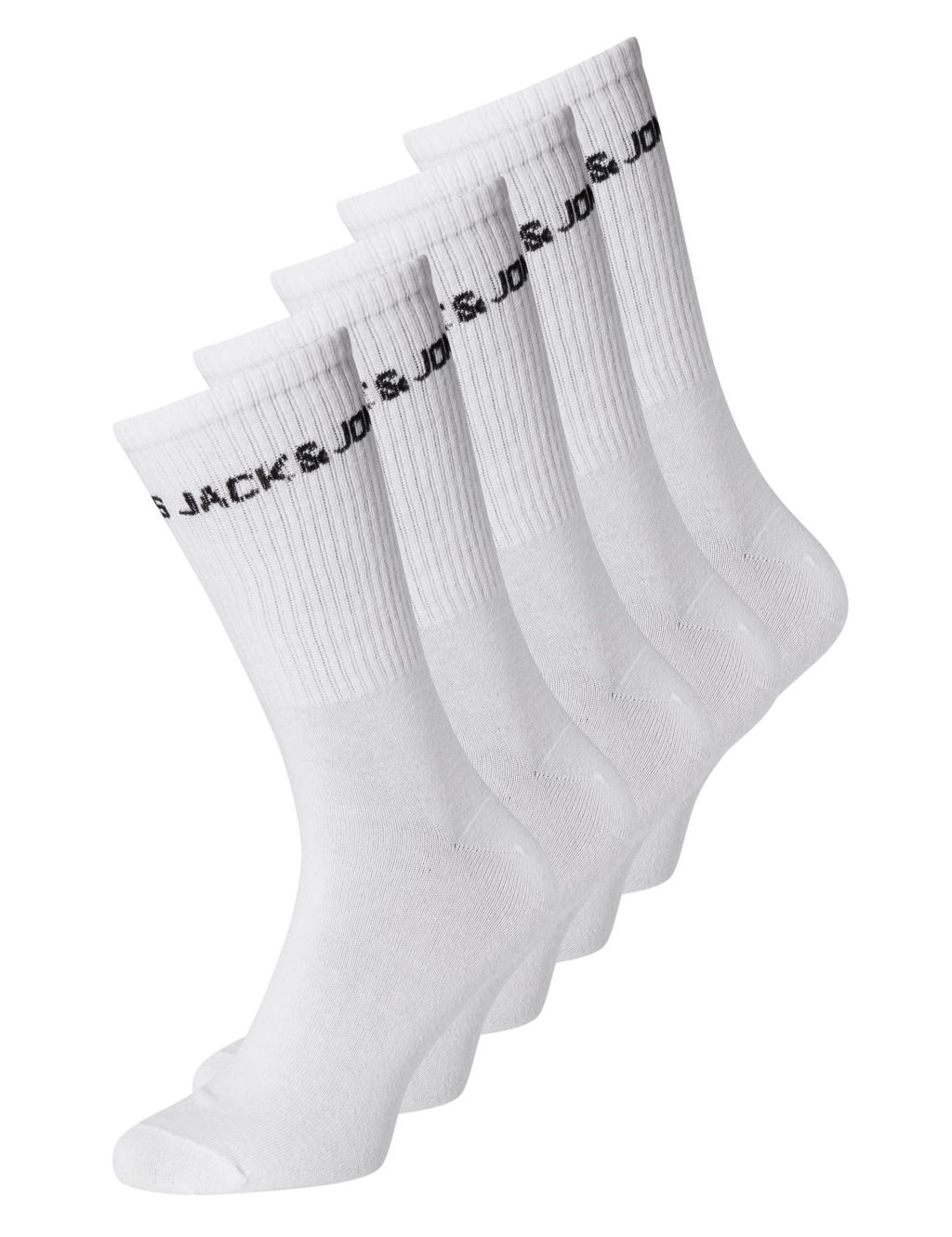 JACK & JONES 5 Pack Cotton Rich Socks - White, White