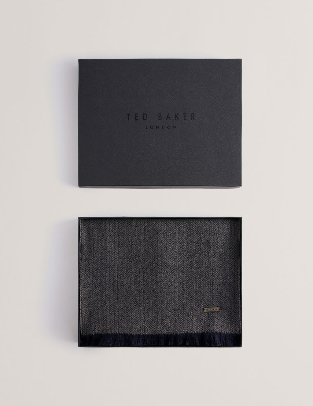 Ted Baker Lewiis Herringbone Colour Block Scarf - 1SIZE - Navy, Navy