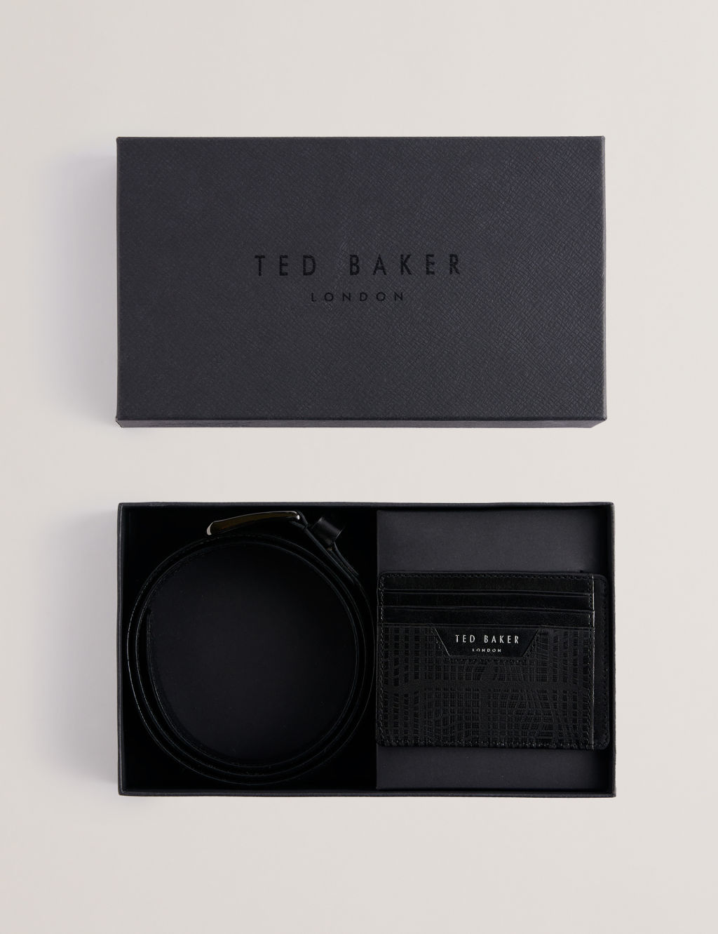 Ted Baker Etwood Leather Belt and Cardholder Set - 1SIZE - Black, Black