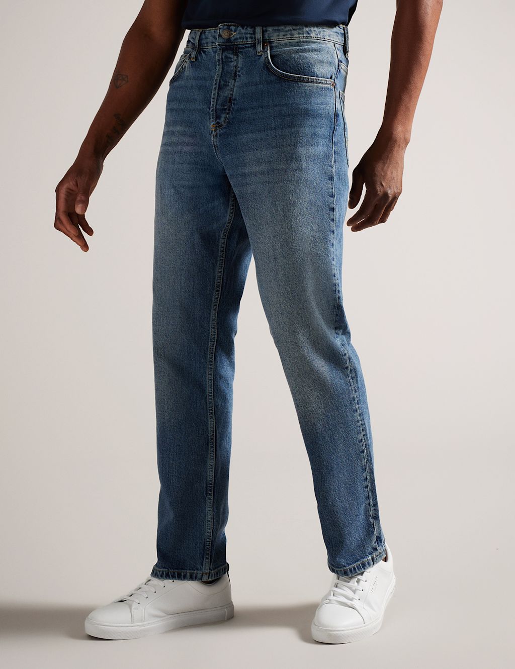 Ted Baker Slim Fit 5 Pocket Stretch Jeans - 38SHT - Medium Indigo, Medium Indigo