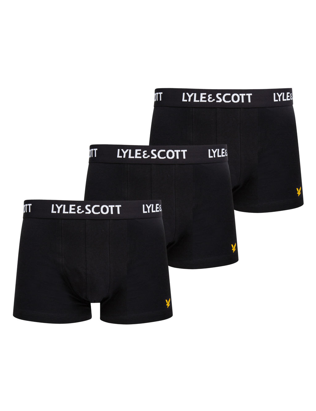 lyle & scott 3pk cotton rich trunks - black, black
