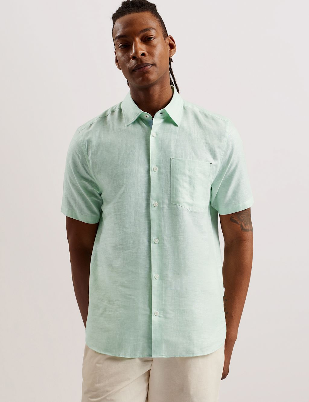 Ted Baker Linen Rich Shirt - Green, Green