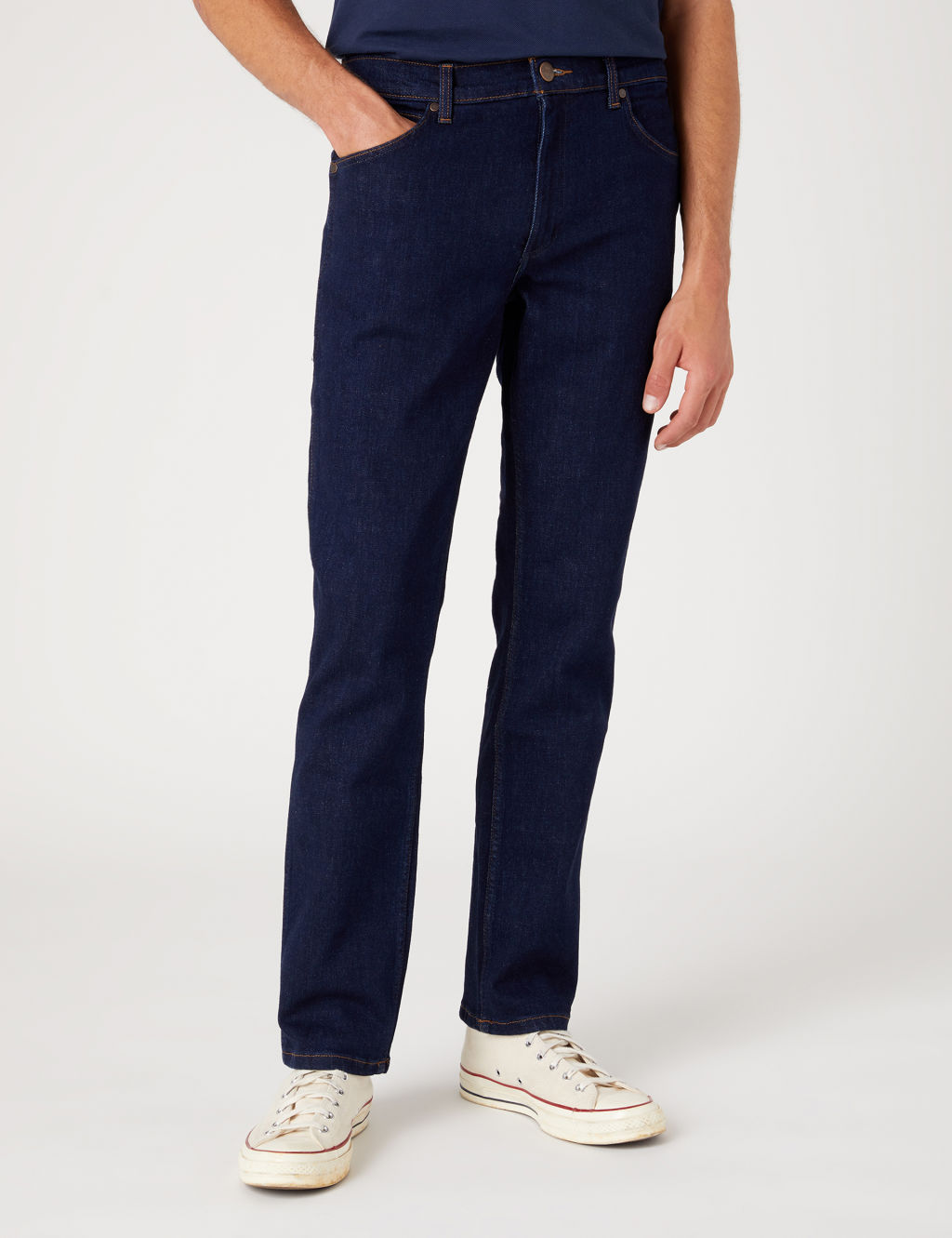 Wrangler Straight Fit 5 Pocket Jeans - 3830 - Blue Denim, Blue Denim