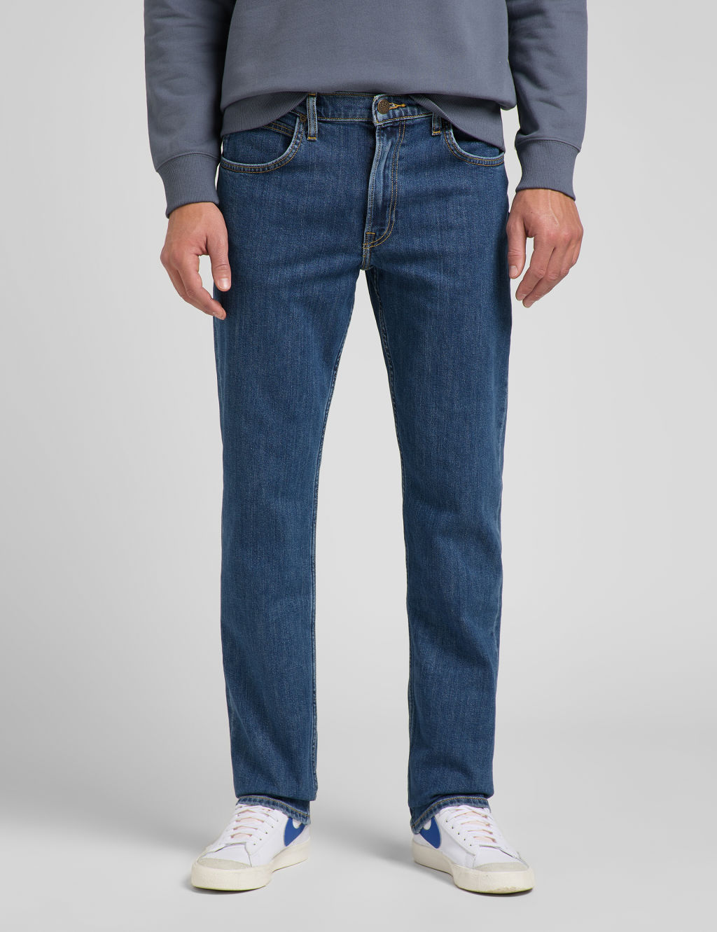 Lee Brooklyn Straight Fit Jeans - 3434 - Med Blue Denim, Med Blue Denim