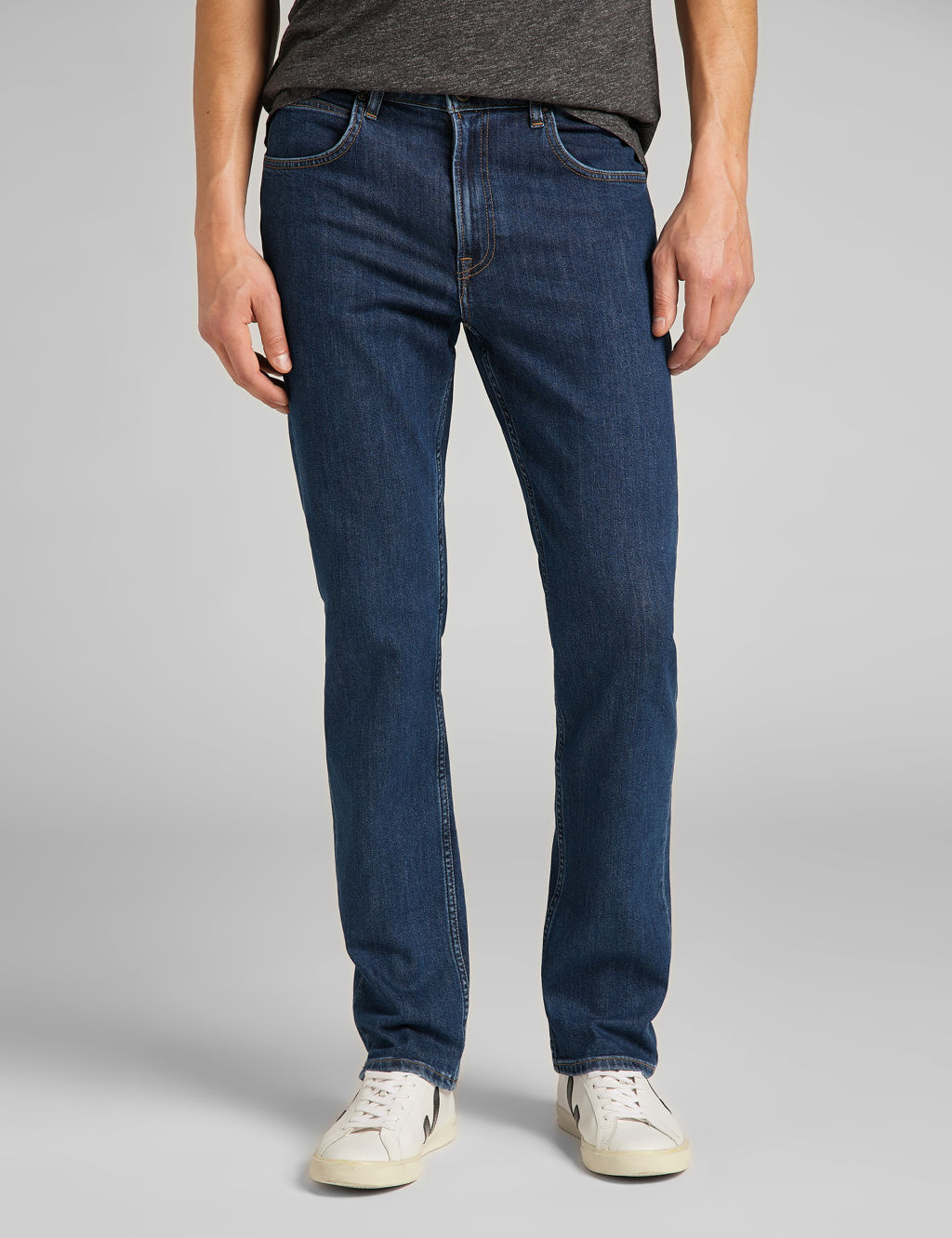 Lee Brooklyn Straight Fit Jeans - 3632 - Dark Blue Denim, Dark Blue Denim