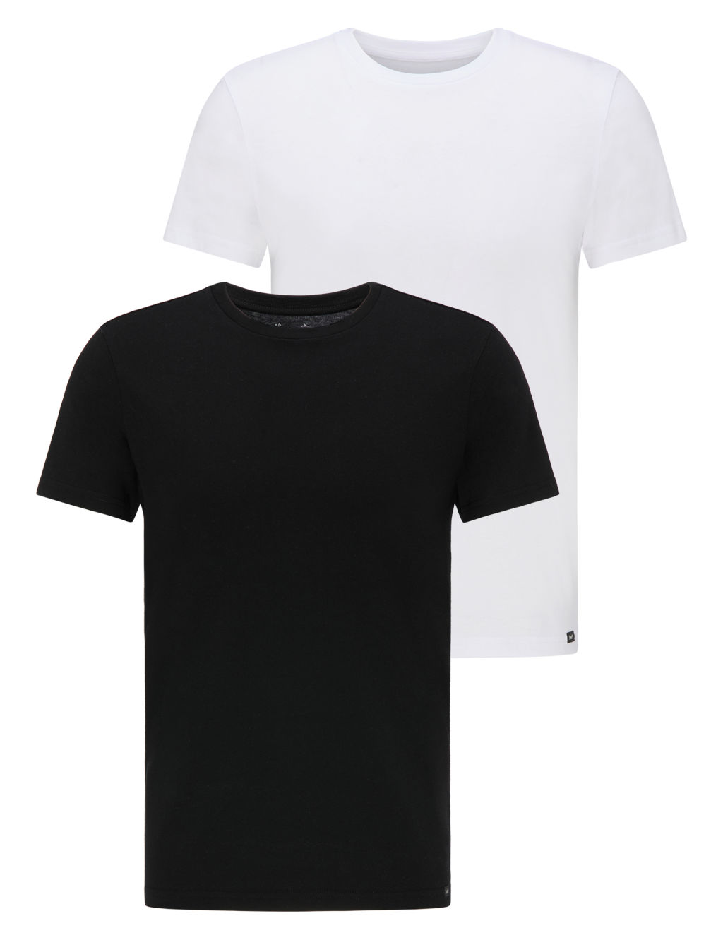 Lee 2 Pack Pure Cotton Crew Neck T-Shirts - L - Black/White, Black/White