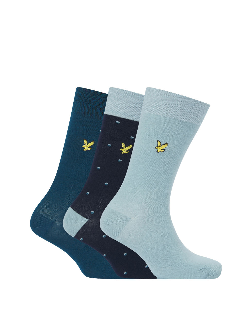 lyle & scott 3pk assorted cotton rich socks - 1size - blue mix, blue mix