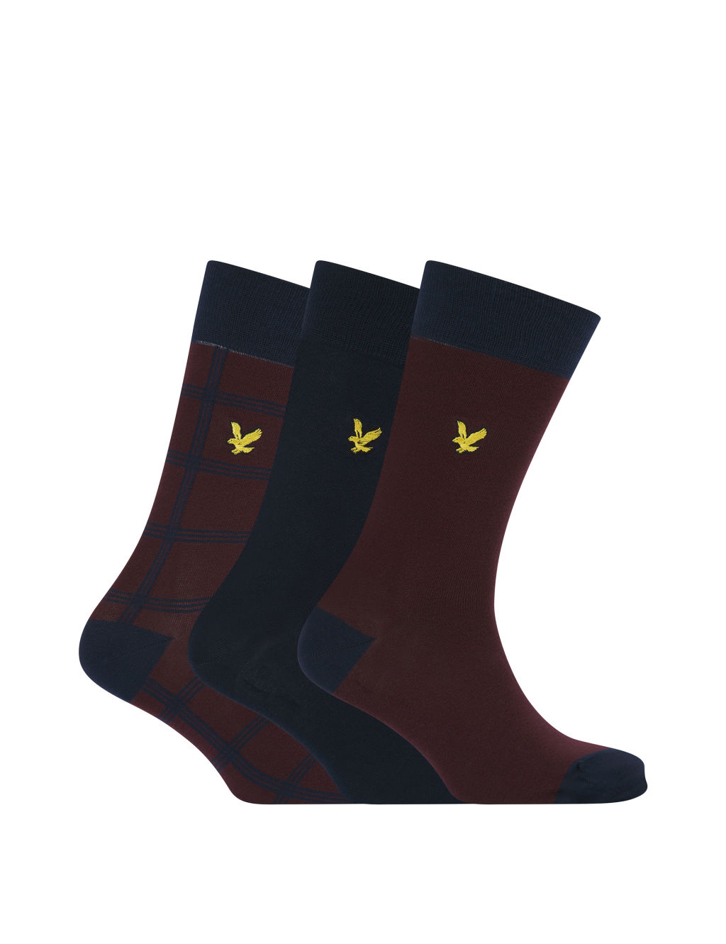 lyle & scott 3pk assorted cotton rich socks - 1size - red mix, red mix