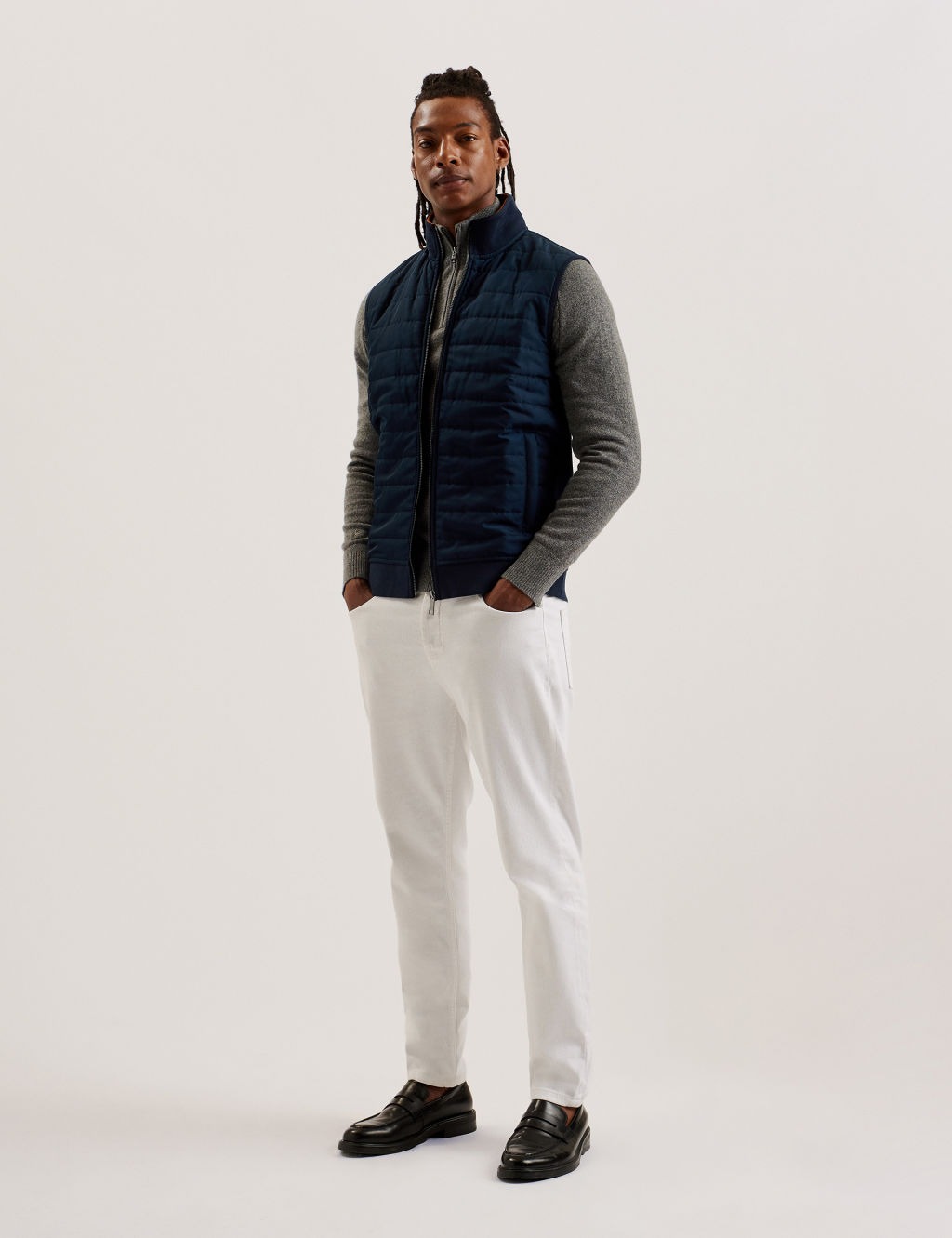 Ted Baker Cotton Blend Quilted Gilet - M - Navy, Navy