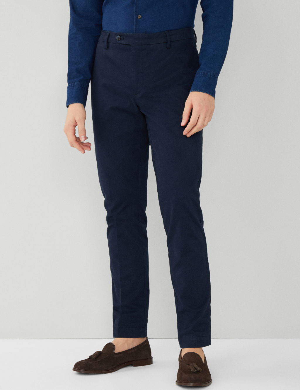 Hackett Slim Fit Pure Cotton Chinos - 38REG - Navy, Navy
