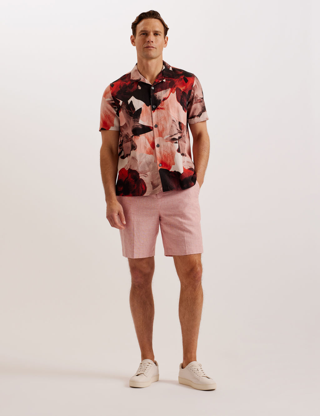 Ted Baker Linen Rich Chino Shorts - 32REG - Pink, Pink