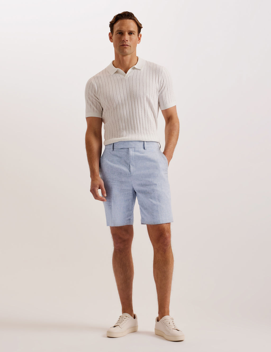 Ted Baker Linen Rich Chino Shorts - 38REG - Light Blue, Light Blue