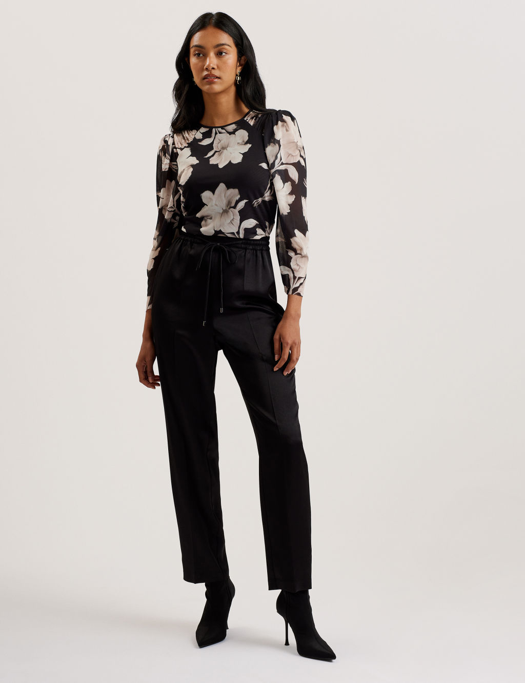 Ted Baker Natori Satin Slim Cut Jogger - 10 - Black, Black