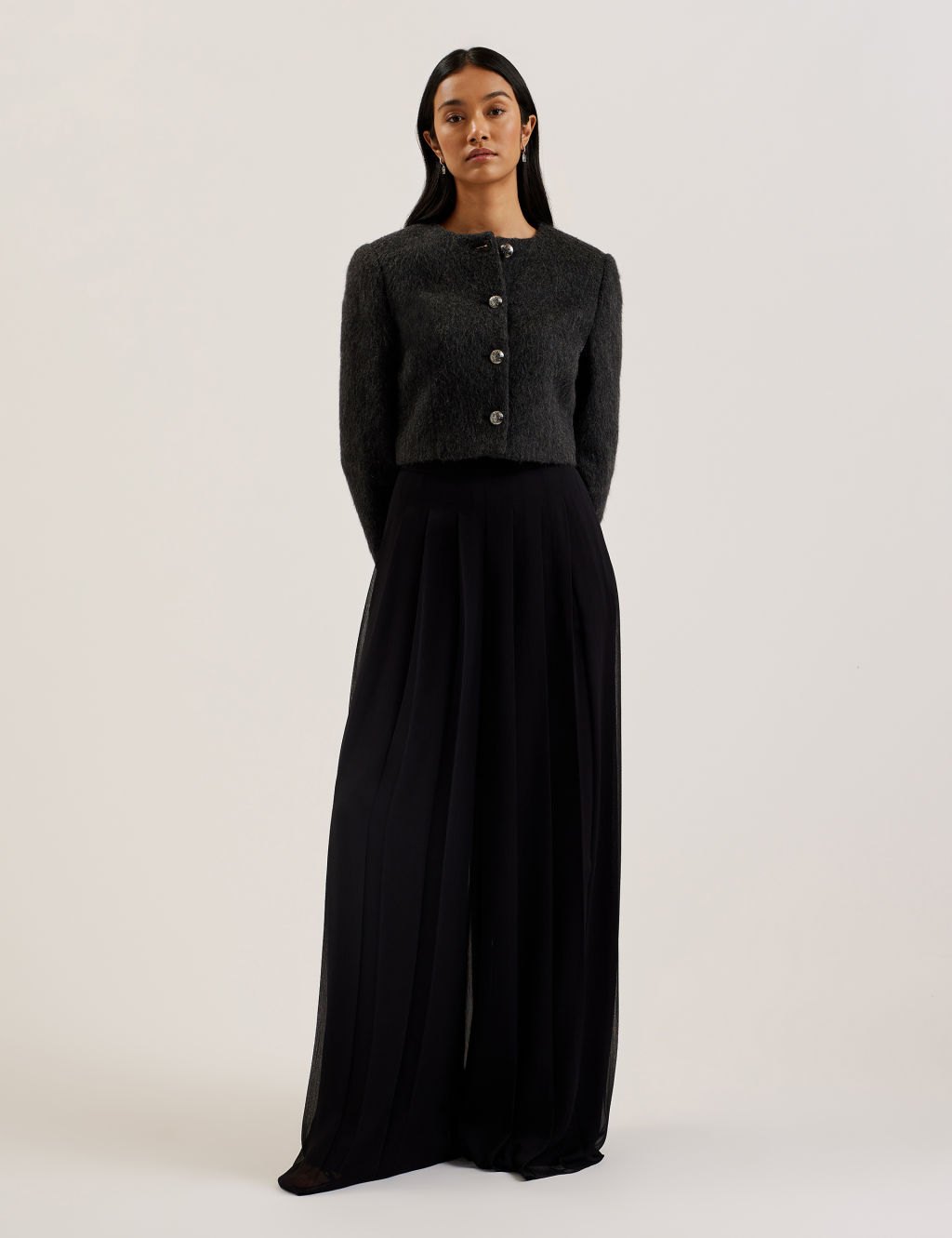 Ted Baker Pleated Elasticated Waist Wide Leg Trousers - 10 - Black, Black