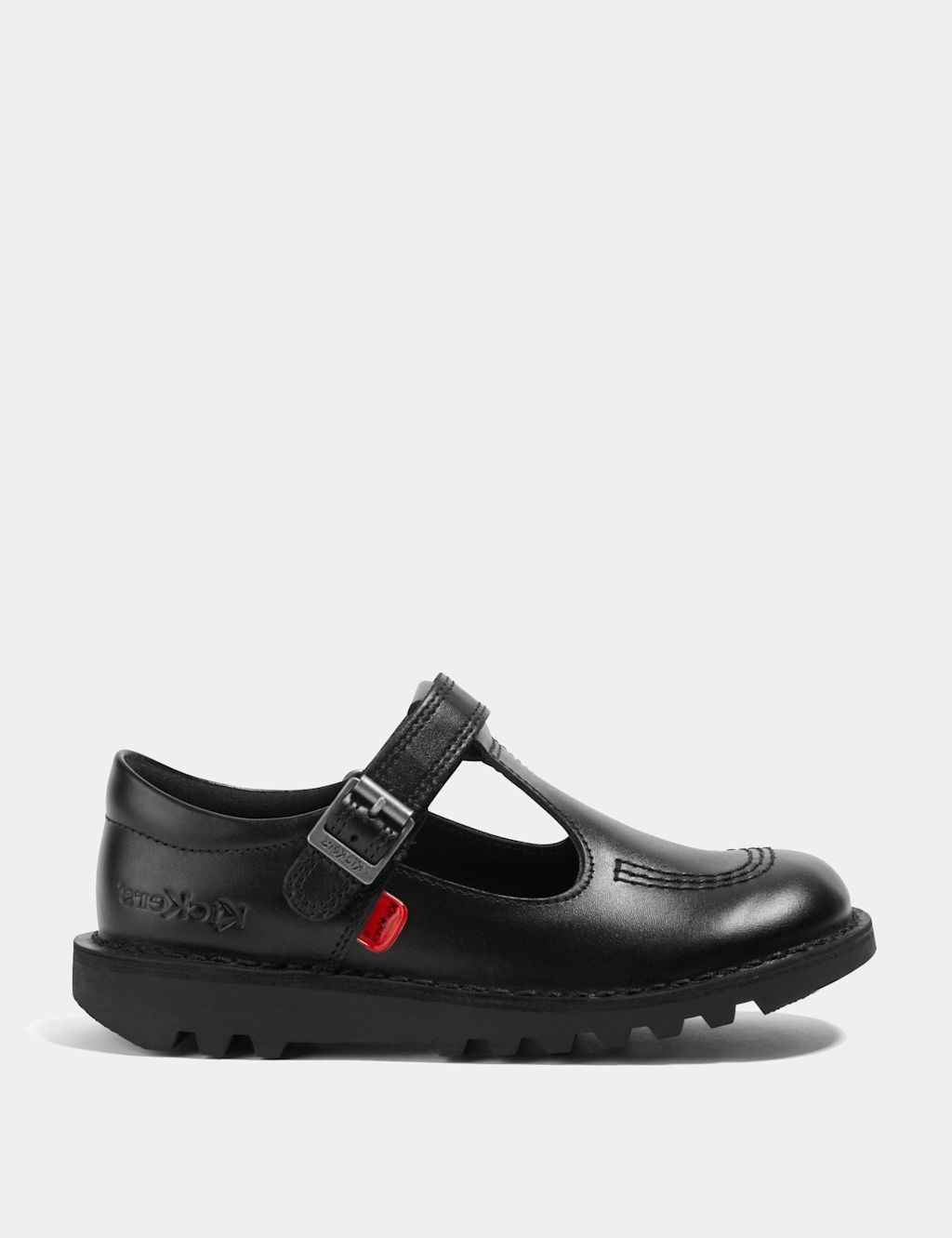 Kickers Kids Leather Riptape T-Bar School Shoes (12½ Small - 2½ Large) - 13 S - Black, Black