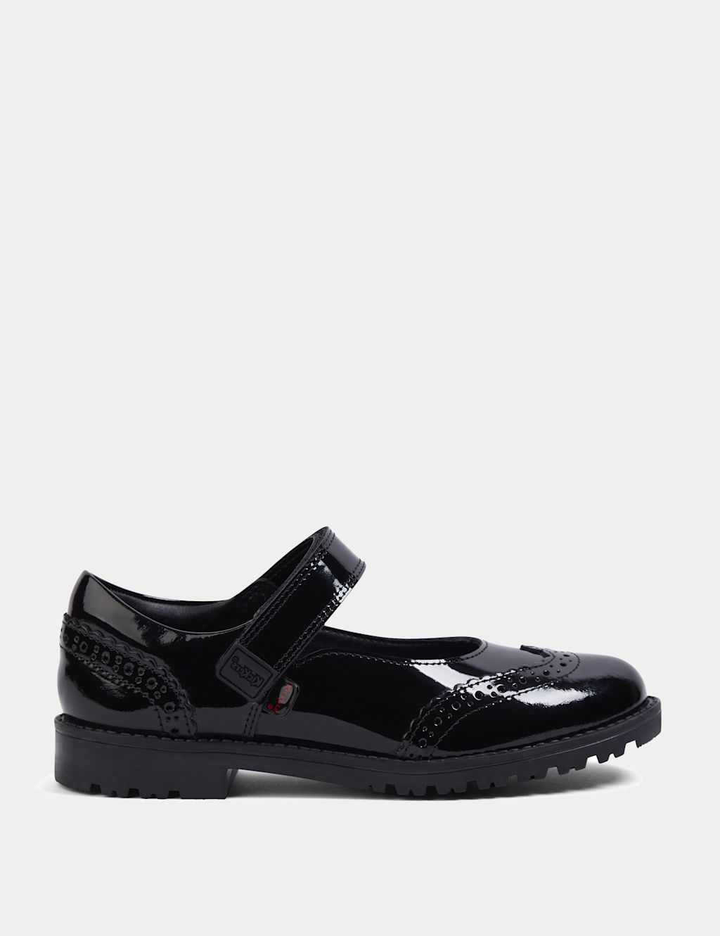 Kickers Kids Patent Riptape School Brogues (12½ Small - 2½ Large) - 1 L - Black, Black