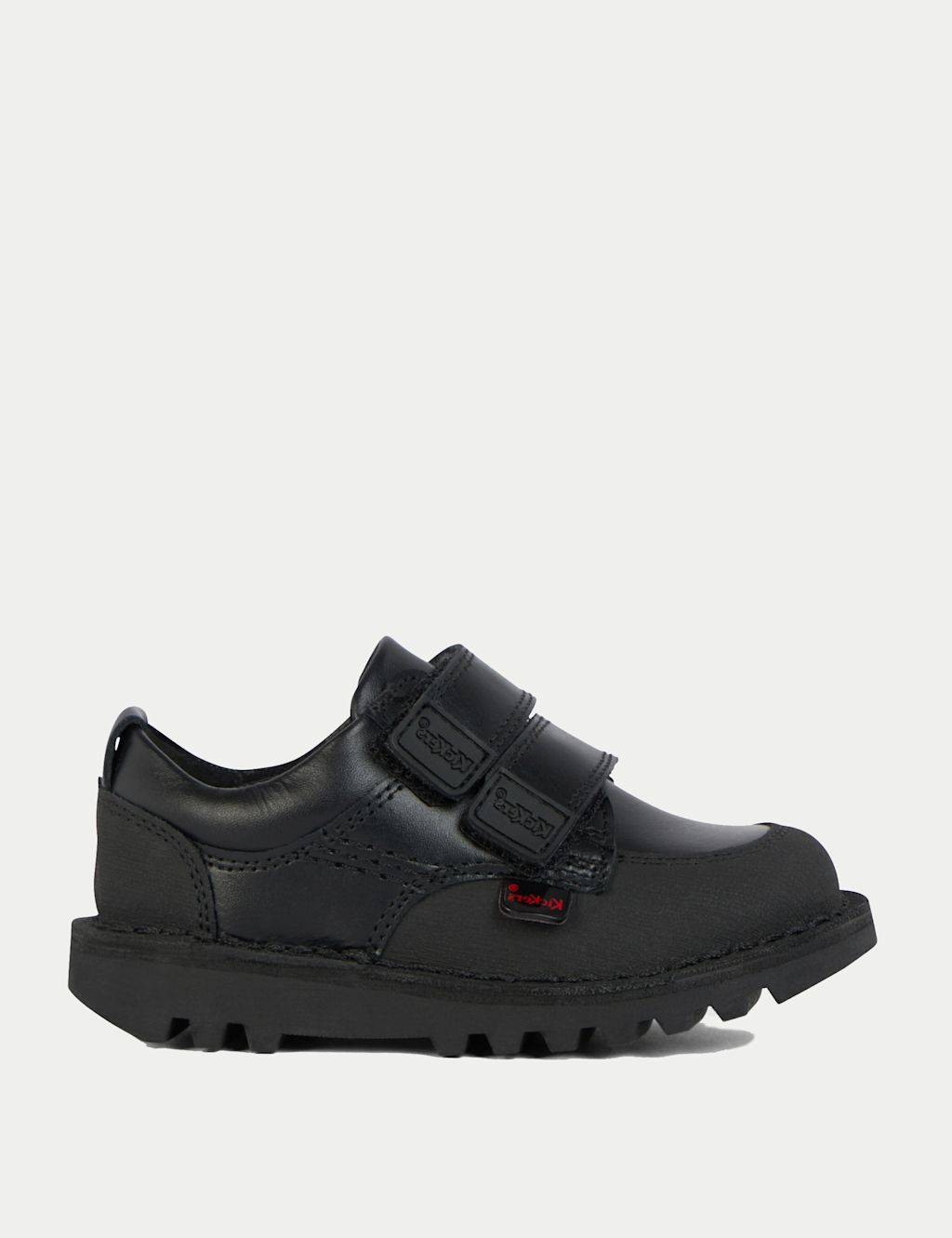 Kickers Kids Leather Riptape School Shoes (7 Small - 12 Small) - 10 S - Black, Black