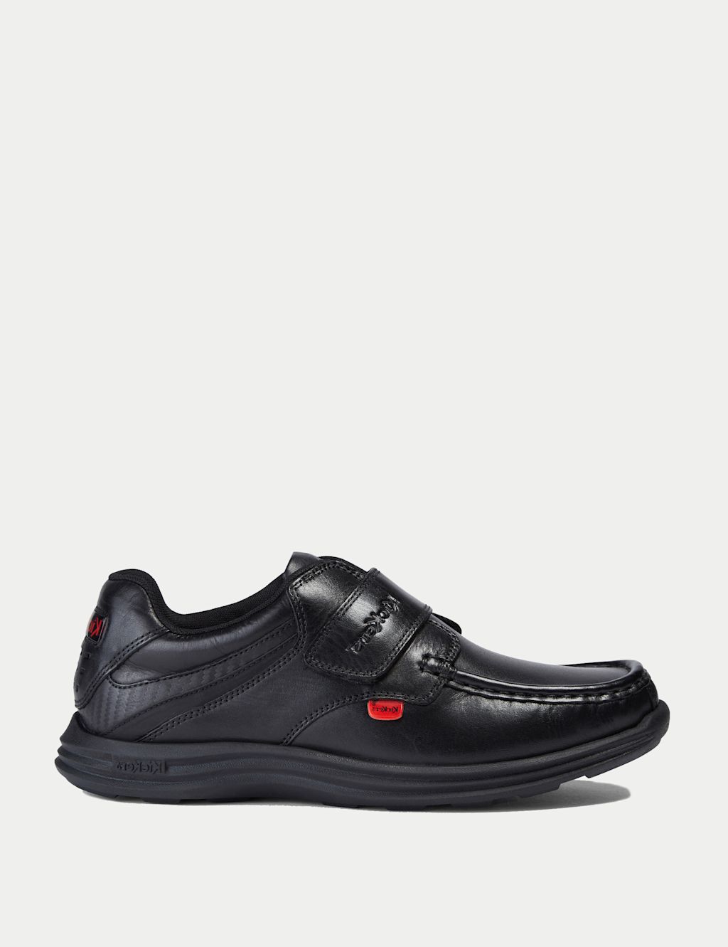 Kickers Kids Leather Riptape School Shoes (3 Large - 6 Large) - 4 L - Black, Black