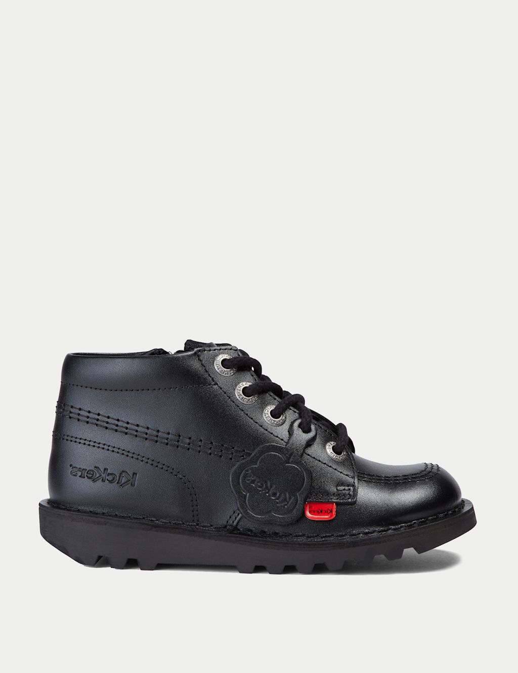 Kickers Kids Leather Zip School Ankle Boots (12½ Small - 2½ Large) - 1 L - Black, Black