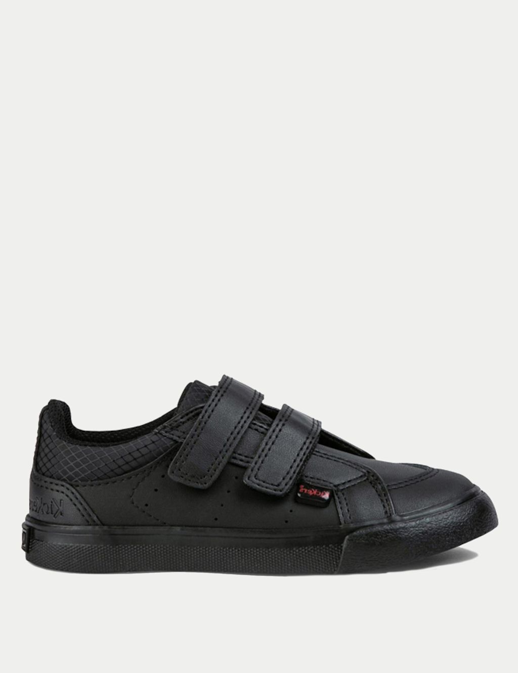 Kickers Kids Leather Riptape School Shoes - 7 S - Black, Black