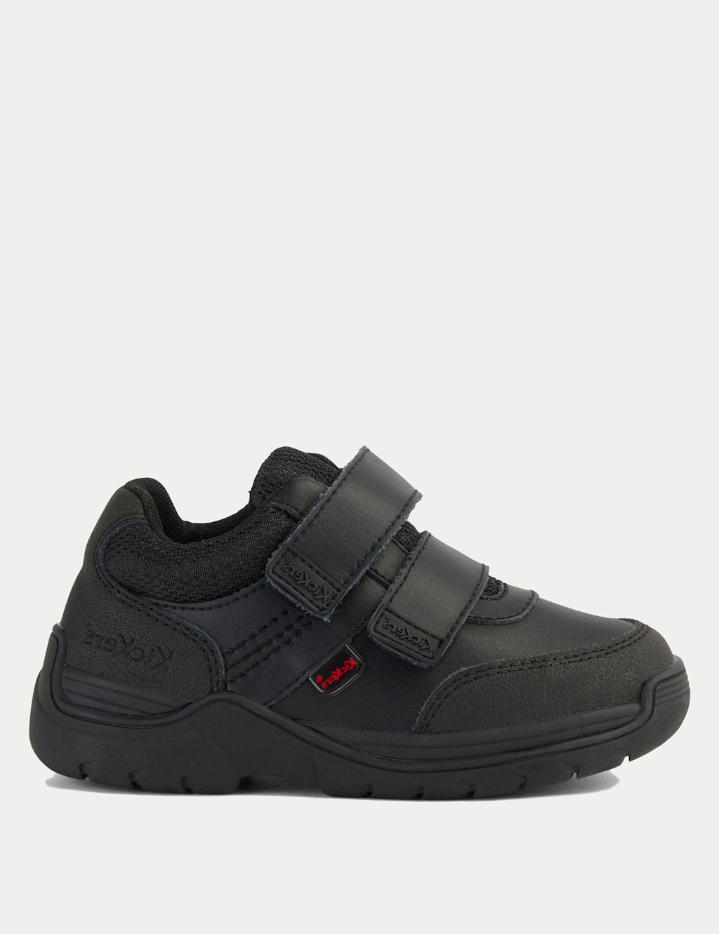 Kickers Kids Leather Riptape School Shoes - 12 S - Black, Black