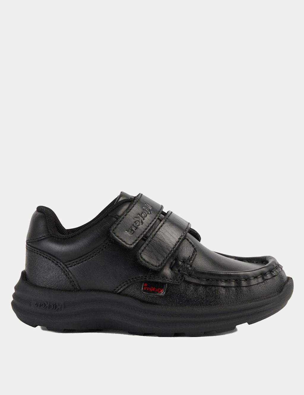 Kickers Kids Leather Riptape School Shoes (7 Small - 12 Small) - 11 S - Black, Black