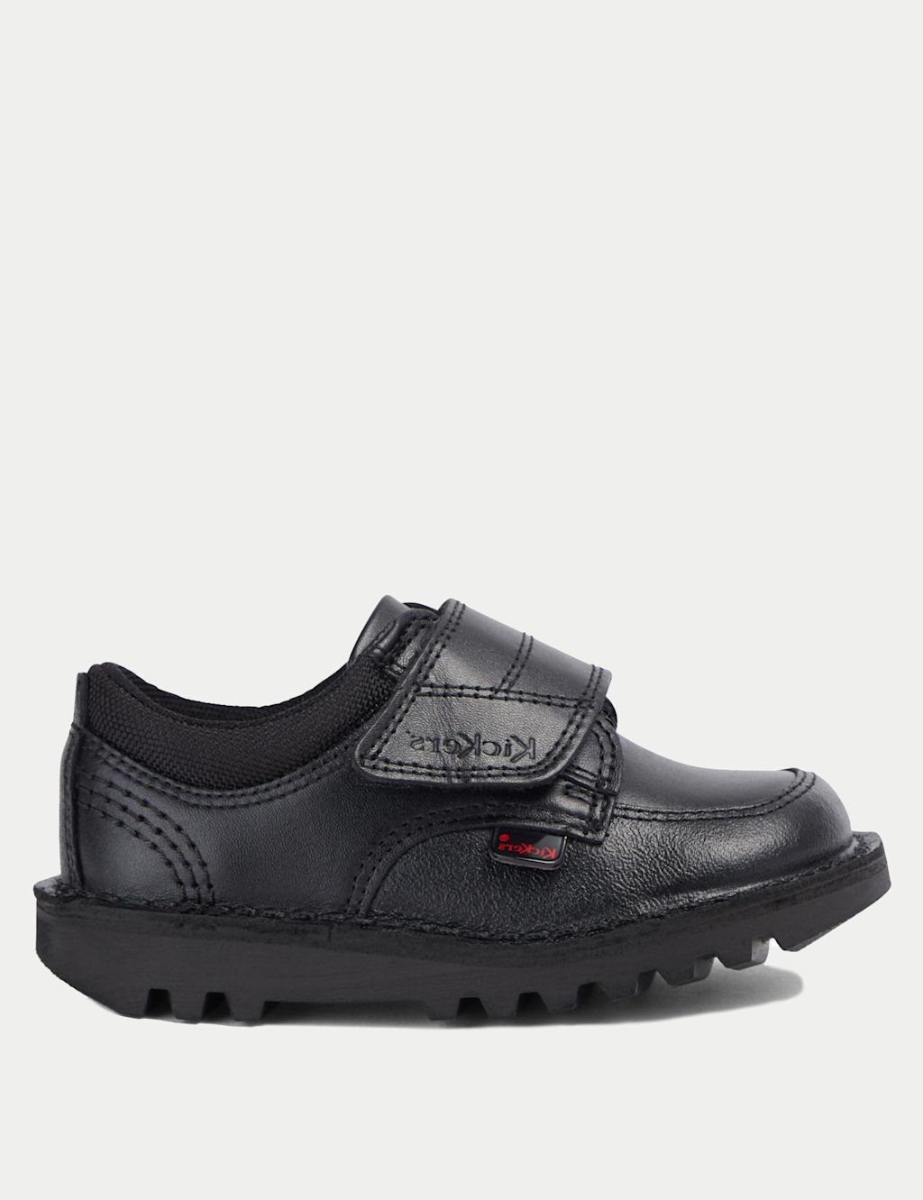 Kickers Kids Leather Riptape School Shoes - 10 S - Black, Black
