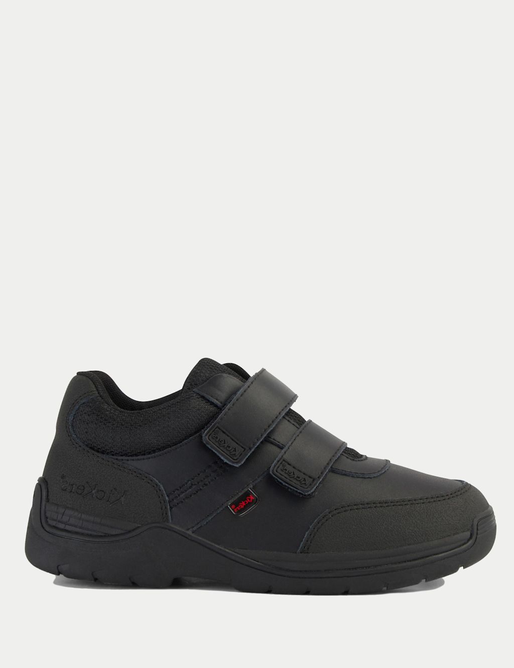 Kickers Kids Leather Riptape School Shoes - 1 L - Black, Black
