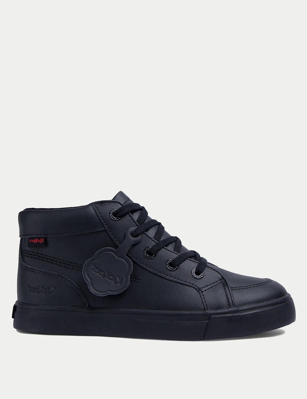 Kickers Kids Leather High Top School Shoes - 5 - Black, Black