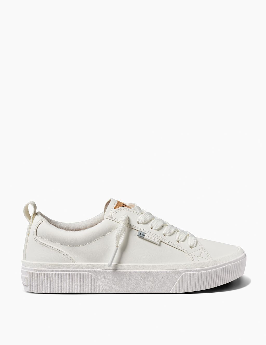 REEF Lay Day Dawn Leather Metallic Trainers - 7 - White, White