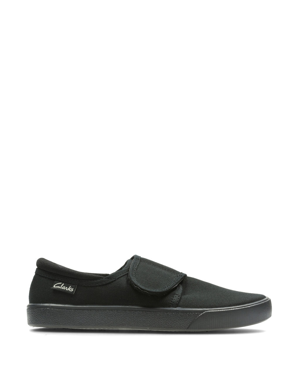 Clarks Kids Canvas Riptape Plimsolls (7 Small - 5&frac12; Large) - 12 - Black, Black