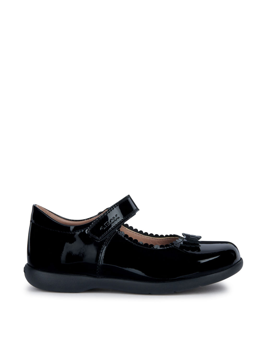 Geox Kids Patent Leather Riptape School Shoes (8½ Smal-12½ Small) - 11 S - Black Patent, Black Patent