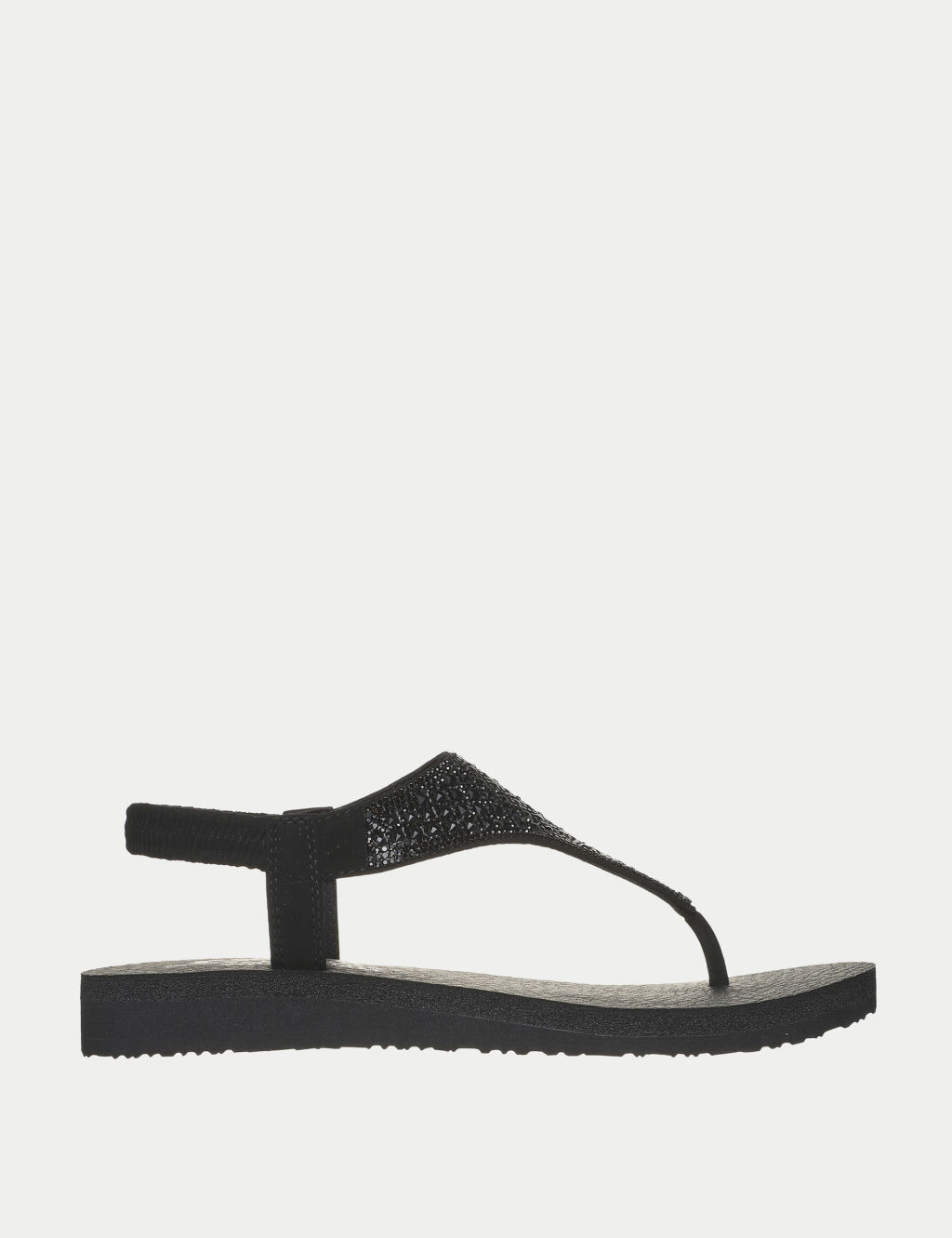 Skechers Meditation Rockstar Flat Sandals - 3 - Black, Black